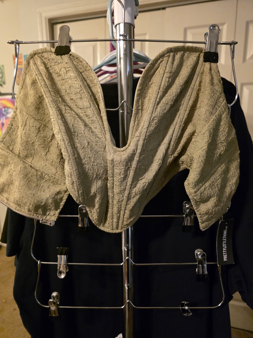 PrettyLittleThing Textured Strapless Bustier Jacket - Cream